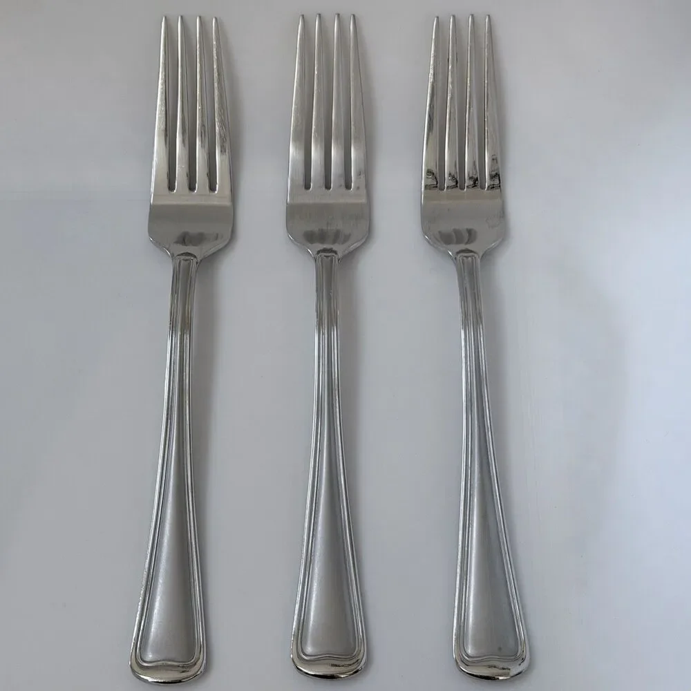 3pc GORHAM Monet Frosted Stainless Dinner Forks 8 1/4” Glossy Satin 18/8